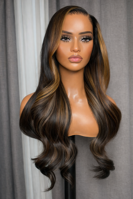 Raw Honey Highlight Unit — Single-Donor Vietnamese Hair in Natural Dark Tone